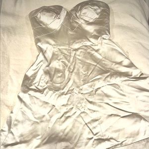 Bagley Mishka Silver strapless cocktail dress